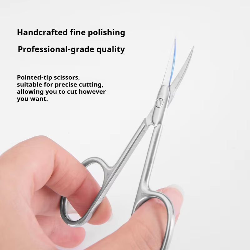 1Pcs 2.5 Thickness Nail Cuticle Scissors Eyebrows/Eyelashes Mustache Multi-Purpose Cuticle Extra Fine Curved-Manicure Scissors