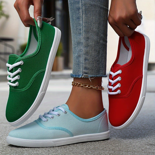 Women's Casual Canvas Sneakers, Low-Top Lace-up Walking Shoes, Lightweight & Comfort Sport Shoes Beauty World Shop