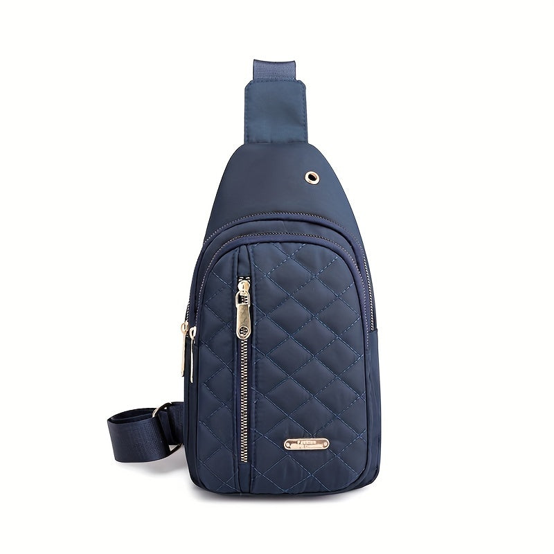 Stylish Embroidered Love Nylon Chest Bag - Water-Resistant, Adjustable Shoulder Strap, Multiple Pockets, Perfect for Outdoor Travel, Hiking, Camping, and Daily Use - Simple, Fashionable, and Practical Messenger Bag Beauty Fashion