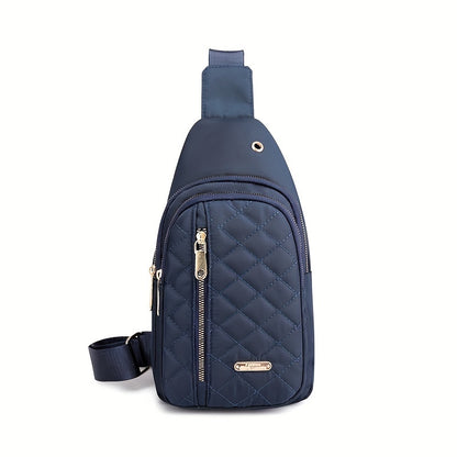Stylish Embroidered Love Nylon Chest Bag - Water-Resistant, Adjustable Shoulder Strap, Multiple Pockets, Perfect for Outdoor Travel, Hiking, Camping, and Daily Use - Simple, Fashionable, and Practical Messenger Bag Beauty Fashion