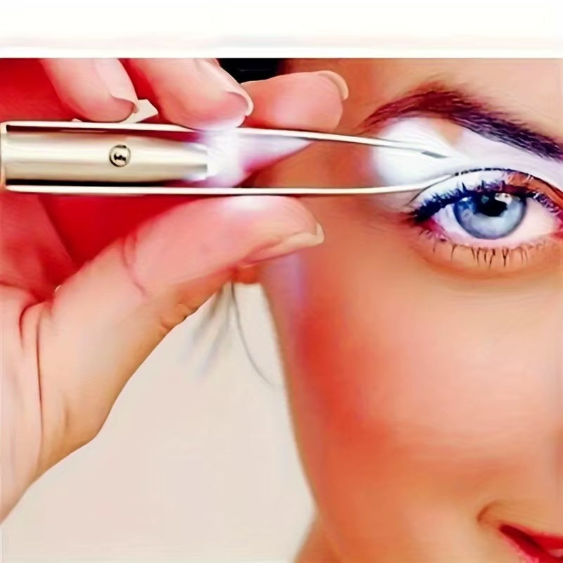 1/3/5Pcs LED Eyebrow Tweezer Oblique Tip Stainless Steel Trimming Clip Eye Hair Removal Prune False Eyelash Clamp Makeup Tool