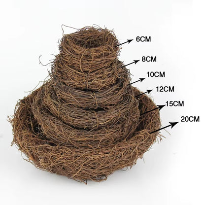 Round Rattan Bird Nest Easter Handmade DIY Craft Vine Simulation Bird Nest Egg Decor Props Home Garden Window Bird House