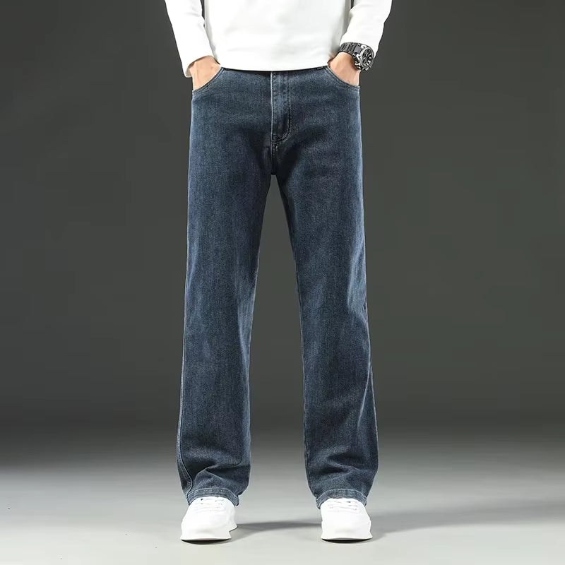 2025 New Style Y2 Spring and Autumn Loose Jeans Men'S Baggy Straight Wide Leg Business Casual Pants Brand Men'S Clothing