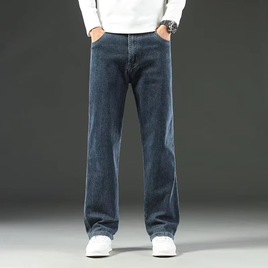 2025 New Spring and Autumn Men'S Jeans, Loose, Comfortable, Straight, Business Casual, Versatile Wide-Leg Business Trousers