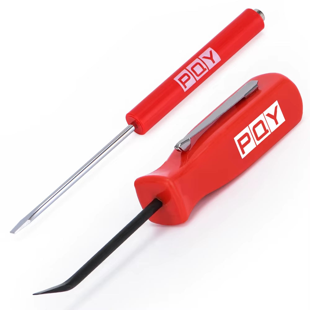 Mini Pocket Clips Screwdriver Strong Magnetic Slotted + Pocket Pry Bar Short Angled Operating Handy Tool 4-Sided Grip