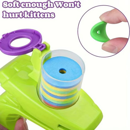 Mini Carrot Flying Disc Launcher Toy, Chew Proof Durable, Catnip Bell Stimulation, Interactive Fetch Game for Dogs Cats, Outdoor