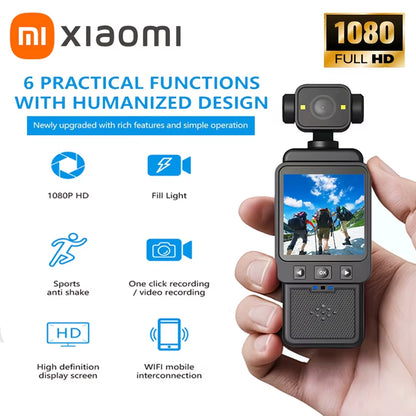 Xiaomi Handheld 1080P 180 ° Rotating Mini Portable Anti-Shake Camera Wearable Night Vision Wifi Sports Camera Cycling Recorder