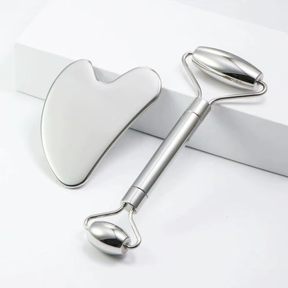 1/3PCS Face Ice Roller Stainless Steel Gua Sha Board Face Massage Roller Facial Massager Face Lifting Beauty Skin Care Tools