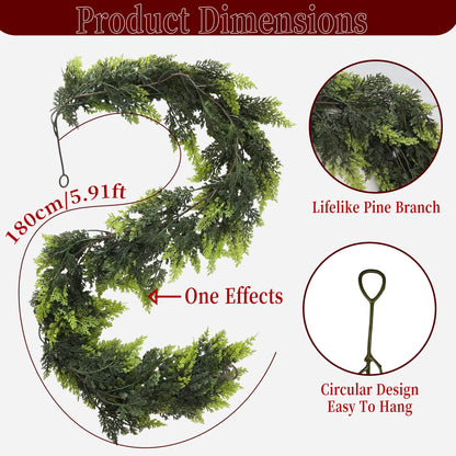 1.8/2M Artificial Christmas Wreath Norfolk Garland 2025 Christmas Decoration Artificial Plant Home Decor Room Decor Thanksgiving