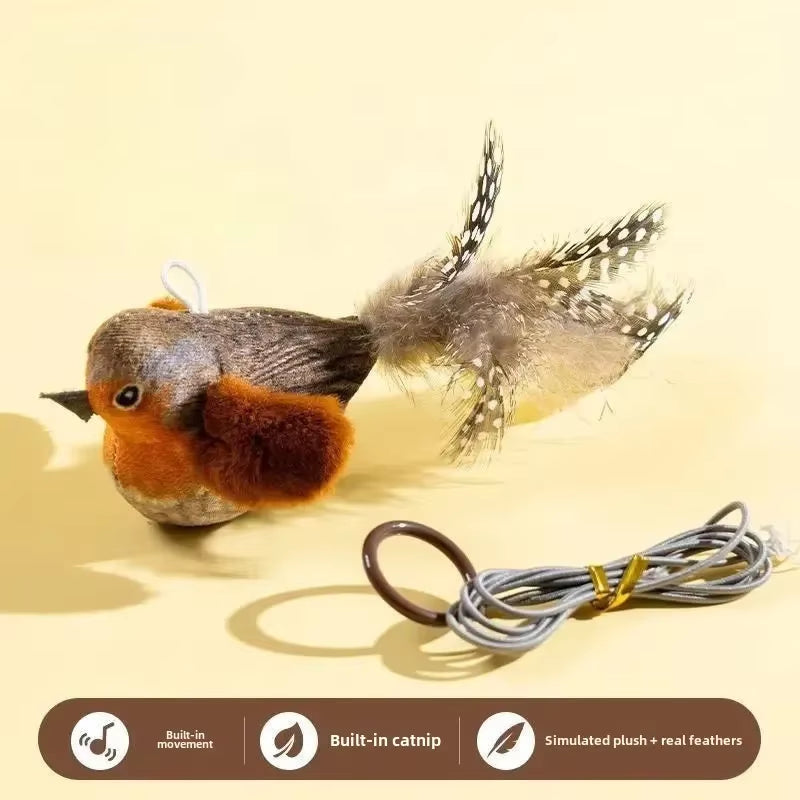 Indoor Interactive Birds Toy for Cat Chasing Teasing Toy Sounding Catnip Cat Teaser Toy Self-Hilarity Wall Hanging Birds Cat Toy