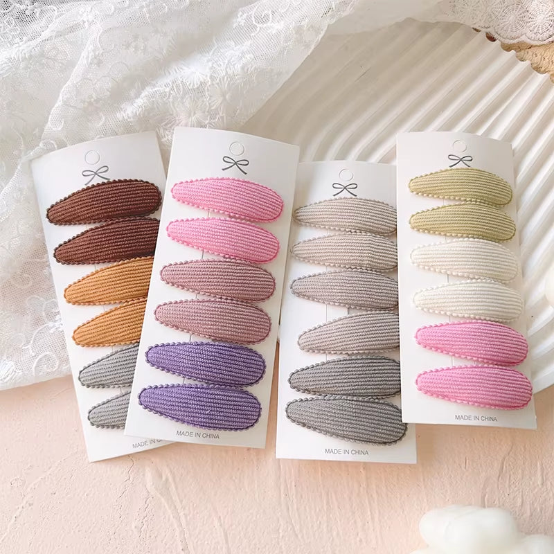 6Pcs/Set Fresh Print Cotton Alloy Hair Clips for Kids Fabric Plaid BB Hairpins Girl Hairgripe Headwear Baby Hair Accessories