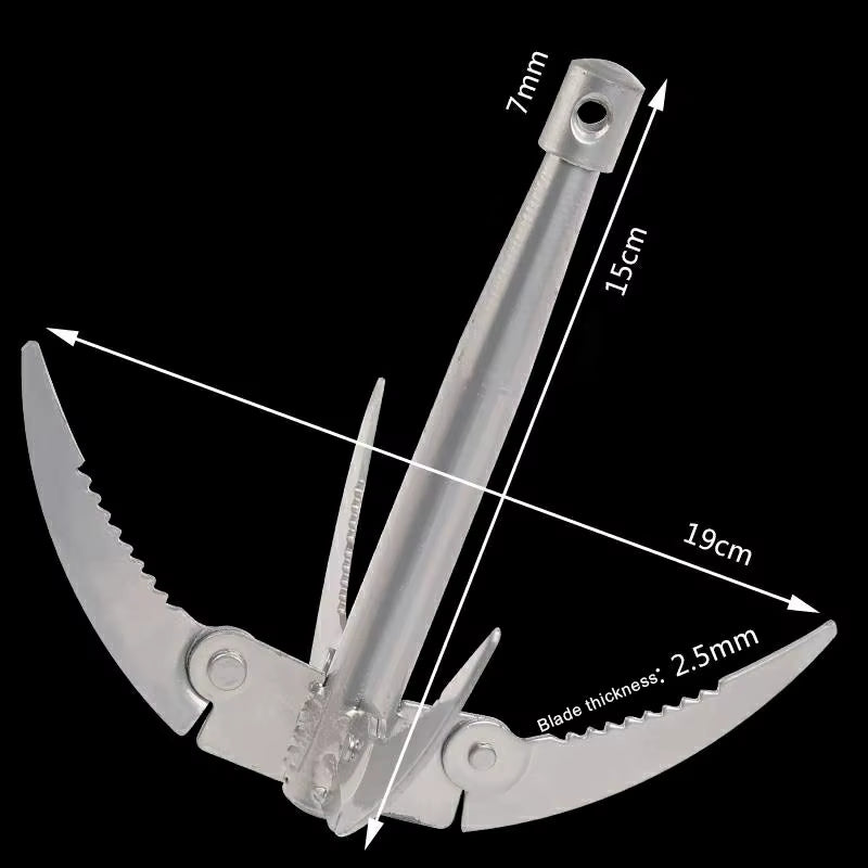 Folding Boats Anchor with Rope Outdoor Grappling Hook Survival Tool Sturdy Durable for Small Boat Canoes Fishing Supplies