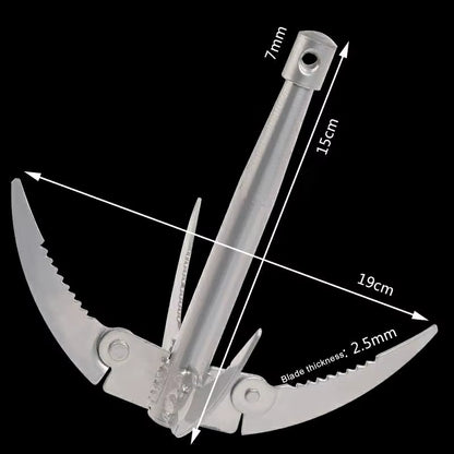 Folding Boats Anchor with Rope Outdoor Grappling Hook Survival Tool Sturdy Durable for Small Boat Canoes Fishing Supplies