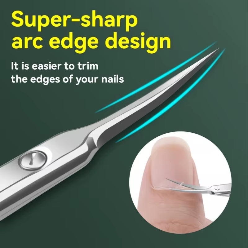 1Pcs Ambidextrous Stainless Steel Curved Blade Cuticle Scissors - 1Pc Nail Clipper for Dead Skin Removal,Unscented Manicure Tool
