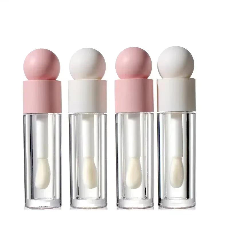 5Ml Lip Gloss Tube Matte Transparent Pink Thick Rod Large Brush Head Empty Bottle Lips Glaze Container Makeup Packaging Material