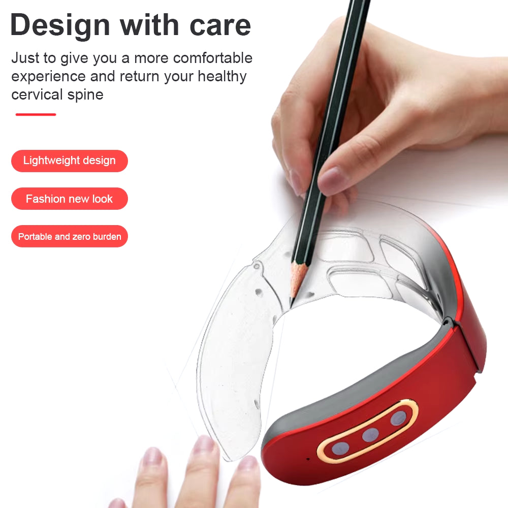 Lectric Neck Shoulder Pulse Massager Kneading 4 Head TENS Magnetic Pulse Heating Cervical Vertebra Relax Pain Relief Massage