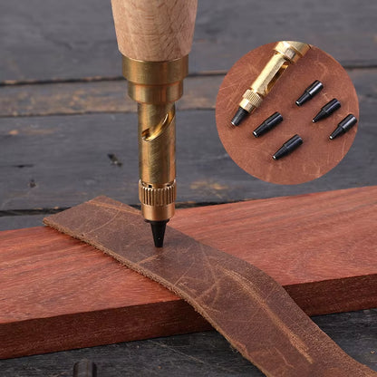 Hole Punch Screw Removable Book Drill Auto with 6 Size Tip 1.5-4Mm Automatic Belts Screw Punch Leather Tool