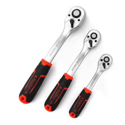 New Frosted Quick Ratchet Wrench Oil-Resistant 72 Tooth Drive 1/4 3/8 1/2 Inch Socket Two-Way Flying Wrench DIY Hand Repair Tool
