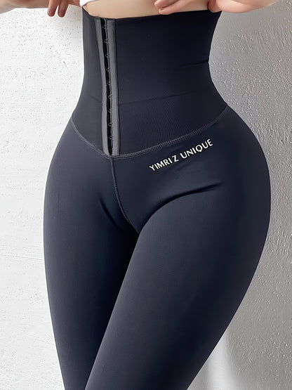 High Waist Tummy Control Yoga Pants for Women, Stretchy Fitness Leggings with Hook-and-Eye Closure, Butt Lifting Running Sport Long Pants, Gym Wear Wide Waistband Beauty World Shop