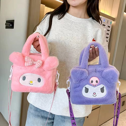 1Pc Sanrio Bag Kawaii Kuromi Cinnamoroll My Melody Cartoon Anime Plush Handbag Cosmetic Bag Travel Storage Bag Women Girl Gifts