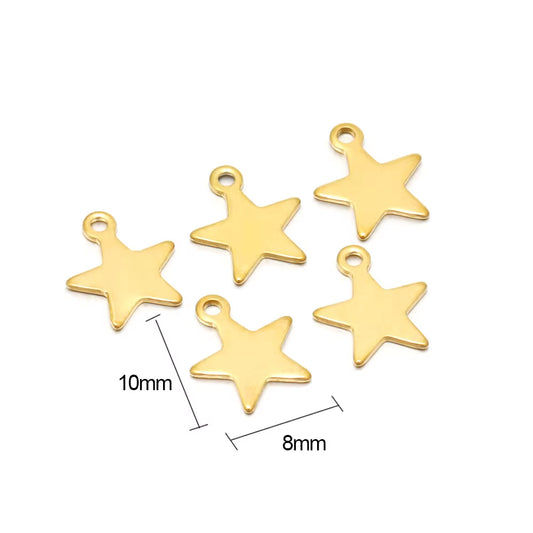 20Pcs Stainless Steel Gold Color Star Flat Charms Pendant Charms for DIY Jewelry Making Bracelet End Tail Charms