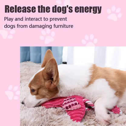 1PC Cute Flamingo Plush Dog Toys Funny Interactive Squeaky Chew Ropes Toys for Small Large Pets Teeth Cleaning Supplies