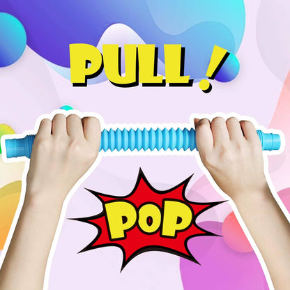4 Pack Pop Tube Sensory Fidget Toy 4Pcs Random Colorful Heavy-Duty for Construction Educational Toys for Stress Autism ADHD