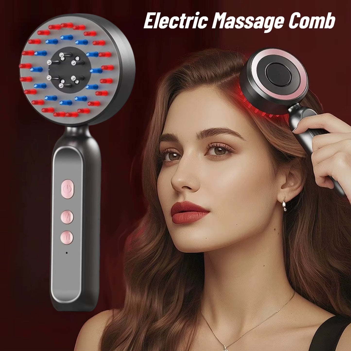 Electric Vibration Massage Comb Red Light Hair Follicle Comb Scalp Oil Liquid Applicator Head Massager Hair Growth anti Loss