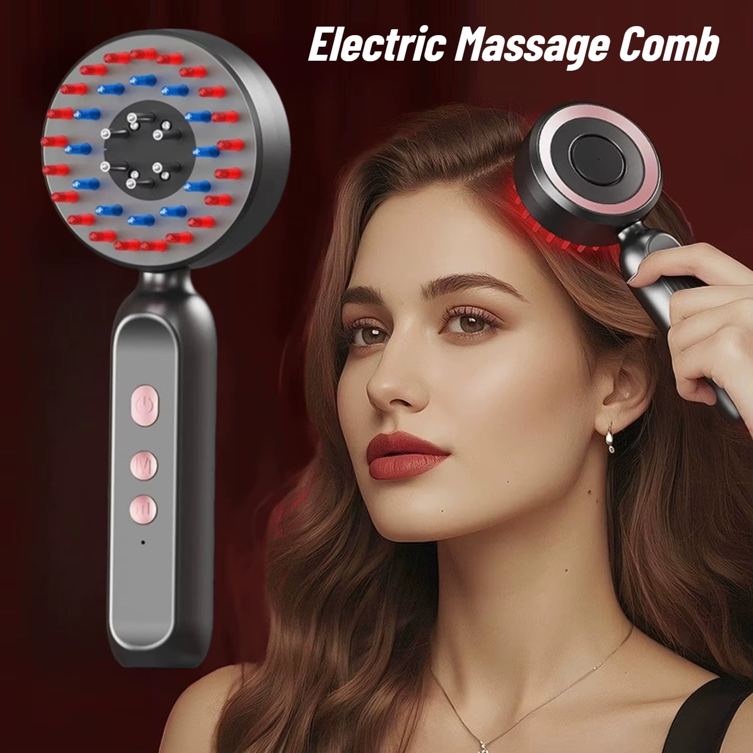 Electric Vibration Massage Comb Red Light Hair Follicle Comb Scalp Oil Liquid Applicator Head Massager Hair Growth anti Loss
