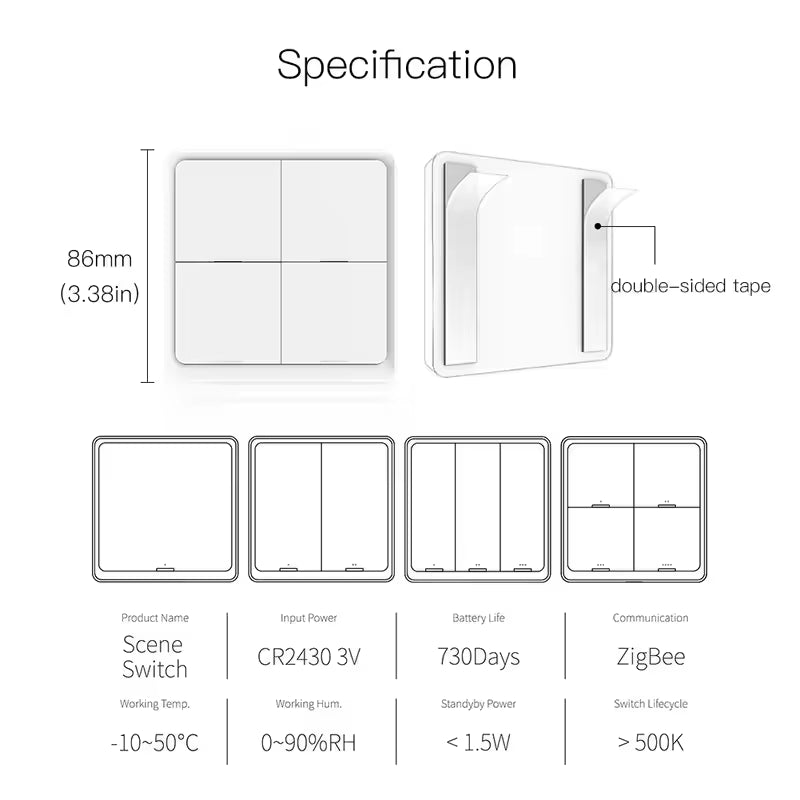 Tuya Zigbee Wireless Scene Switch 12 Control Modes Handheld Push Button 2MQTT Setup Home Automation Scenario Smart Devices