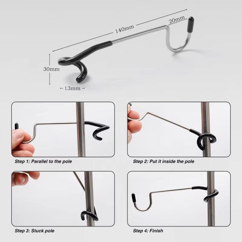 Stainless Steel Light Stand Holder Hooks Portable Tent Pole Lamp Hanger Hunting Fishing Lantern Hanger Outdoor Camping Tools
