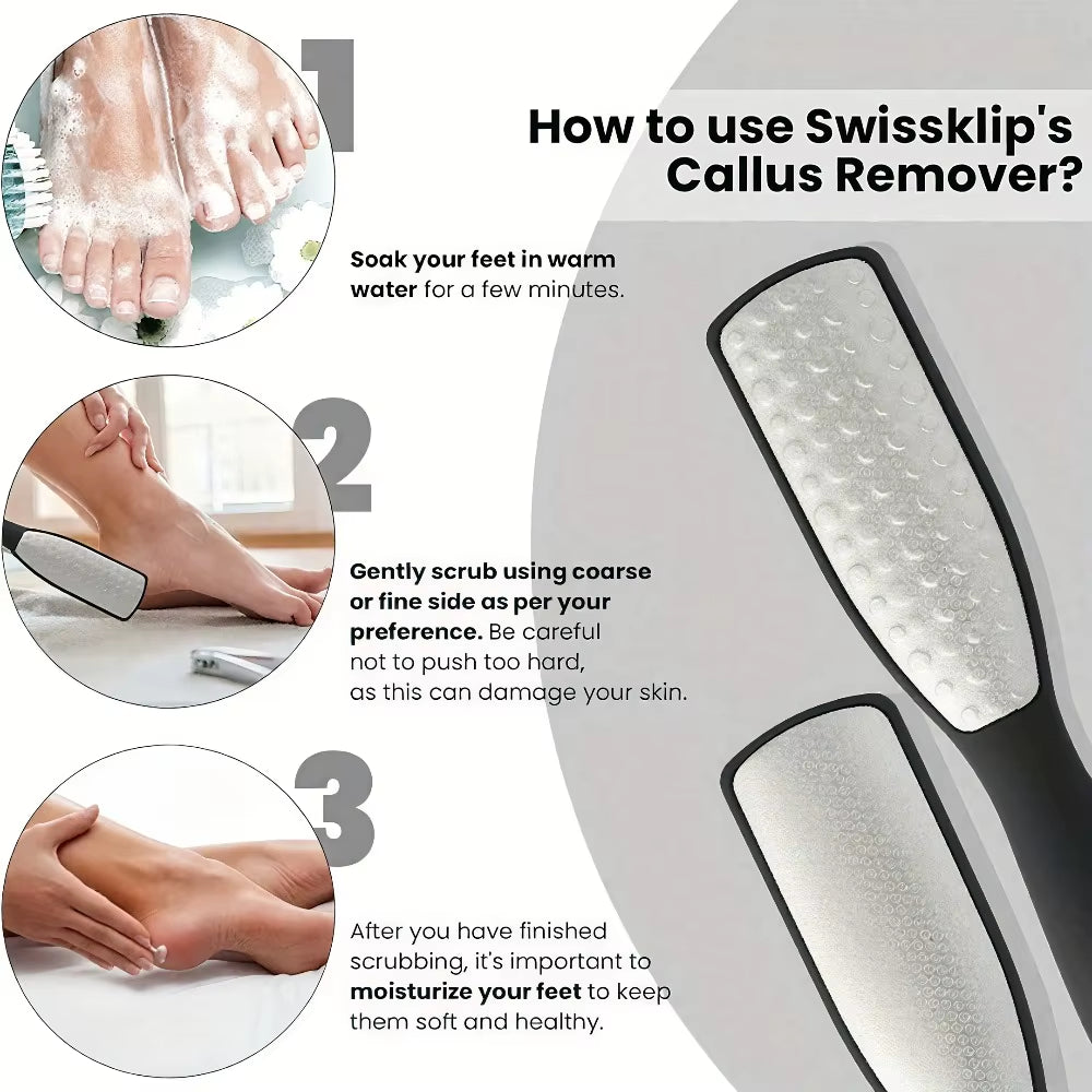 Stainless Steel Dual Sided Foot File Dead Skin Callus Remover Pedicure Scrubber Tool Wet Dry Use Professional Pedicure Tool