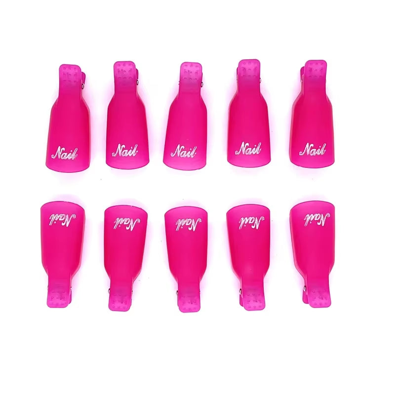 10 Pcs/Bag Colorfulful Acrylic Manicure Art Dipped Cap Clip Nail Cleaning Manicure Uv Gel Nail Polish Dipped Wrapping Tool Finger