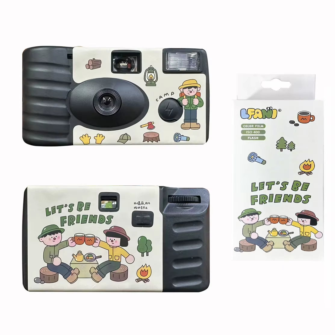 12/27 Sheets Retro Disposable Film Camera Retro Sport Black and White Color Film Dummy Machine with Flash FYE Illustrator Union