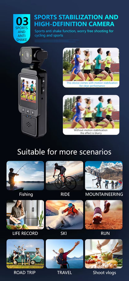 Xiaomi Handheld 1080P 180 ° Rotating Mini Portable Anti-Shake Camera Wearable Night Vision Wifi Sports Camera Cycling Recorder