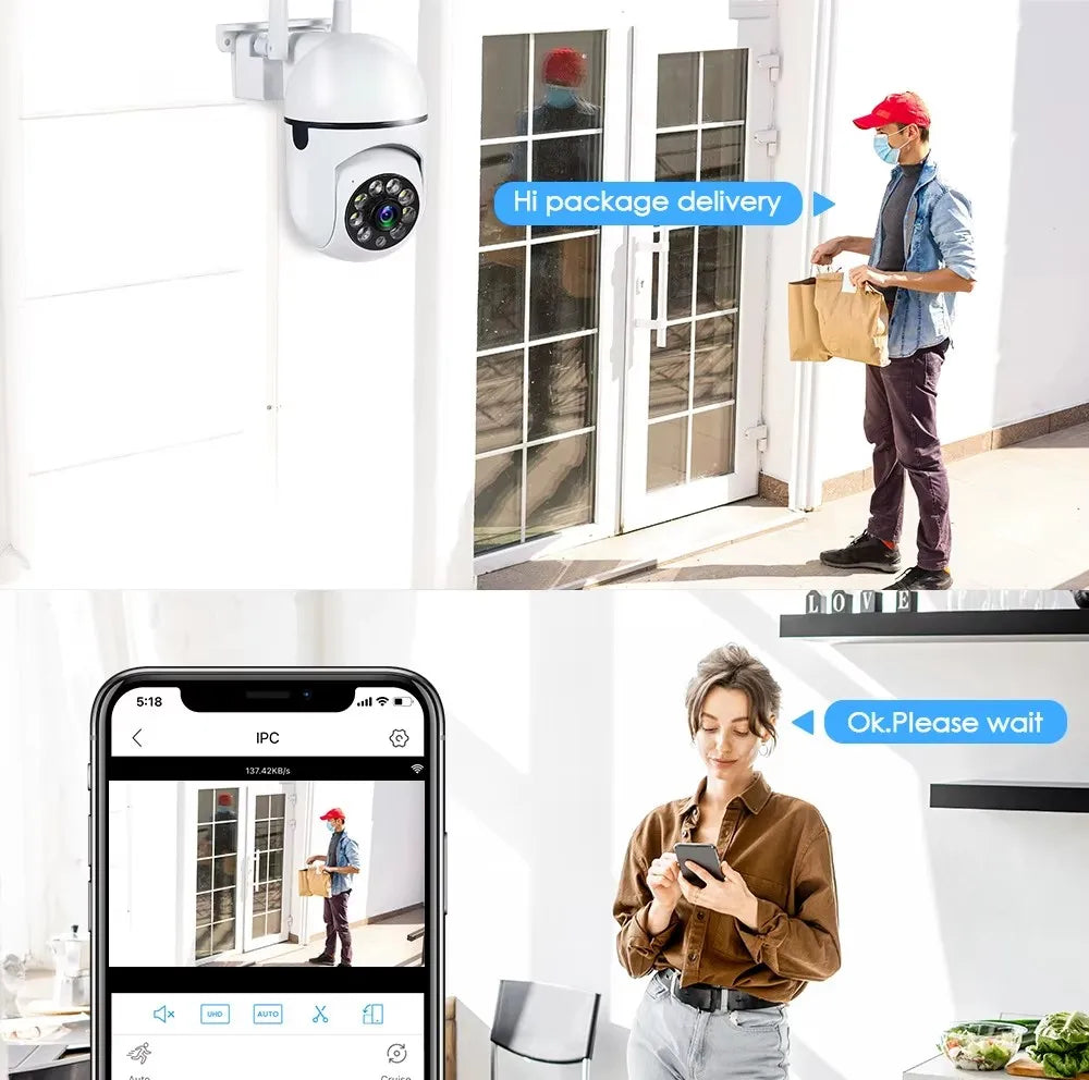 8MP Wifi IP Wireless Security Surveillance PTZ Camera 4X Zoom Cameras Tracking Two-way Audio HD Night Color Cam Beauty World Shop