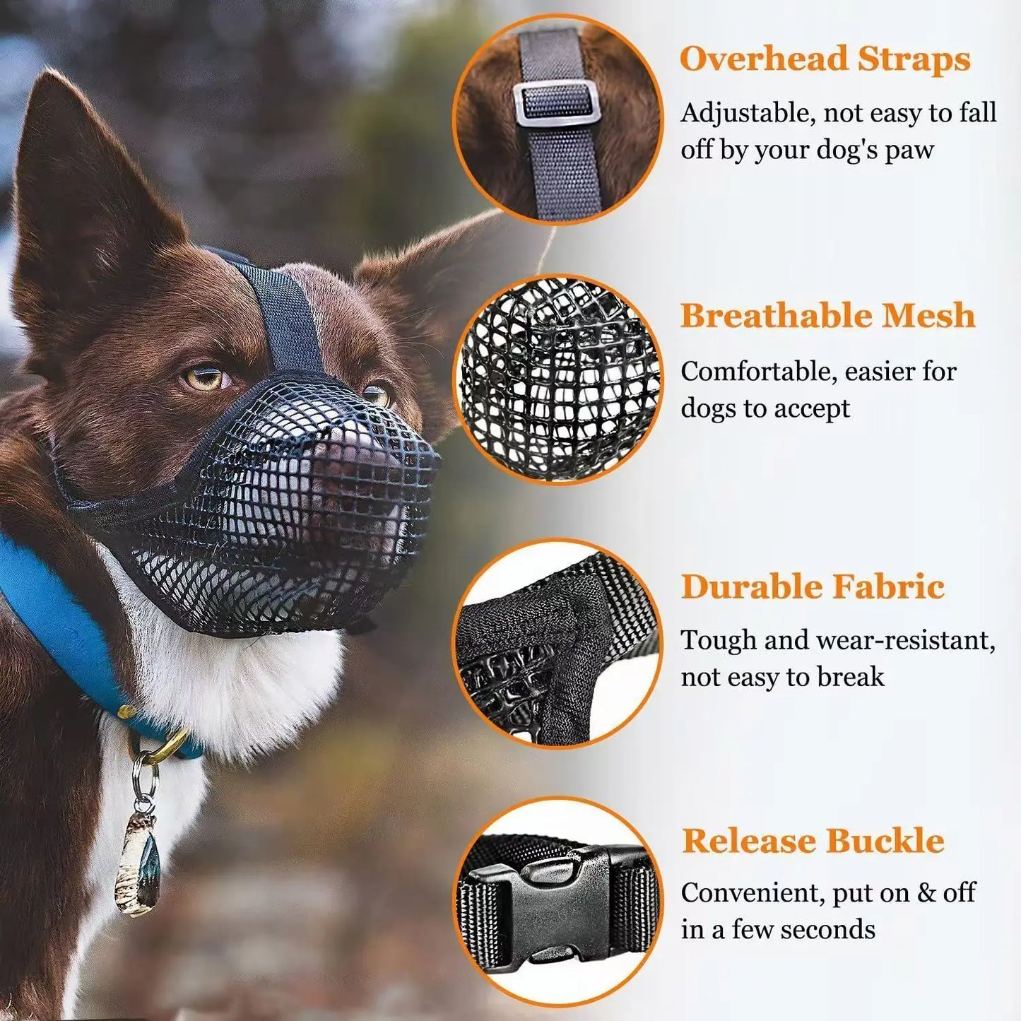 2025 NEW Dog Mouth Cover Mesh Large Dog Breathable Mesh Anti-eating Barking Golden Retriever Mouth Cage Bite-proof Pet Mask