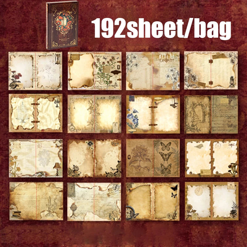 Mr.Paper 192pcs Vintage Style Notebook Set, Gold Foil Writing Pad for Journaling Note Taking, Retro Stationery Paper Sheets Beauty World Shop