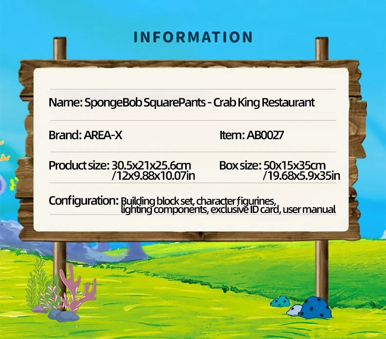 Spongebob Cartoon Krusty Krab Restaurant Building Blocks Creative Canteen Scenes Model Bricks Desktop Ornaments Toy For Kid Gift Beauty World Shop