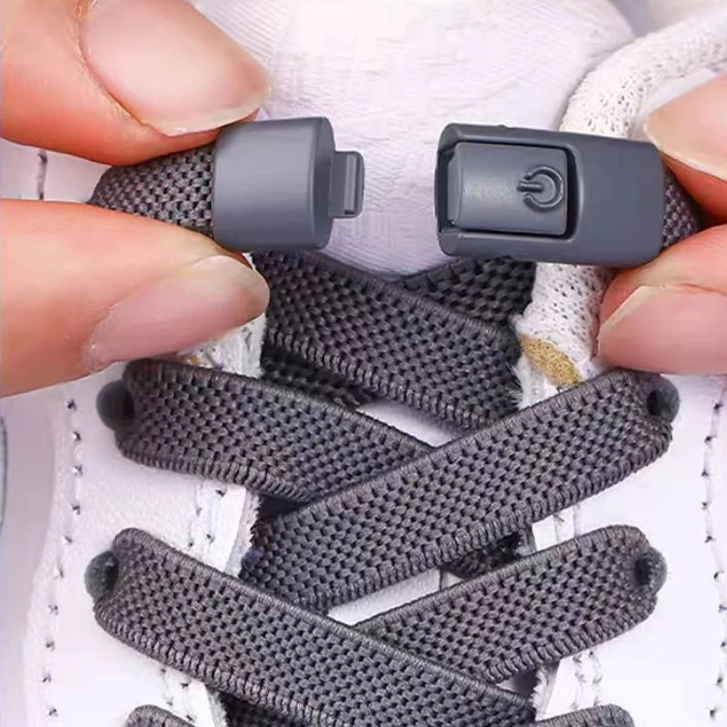 New Without Ties Elastic Laces No Tie Shoe Laces Press Lock Shoelaces Sneaker Kids Adult 8MM Widened Flat Shoelace for Shoes Beauty World Shop