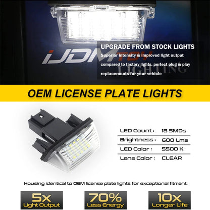 2pcs Canbus LED License Number Plate Lights Bulbs For Peugeot 206 207 307 308 406 407 Citroën C3 C4 C5 BERLINGO SAXO XSARA Beauty World Shop