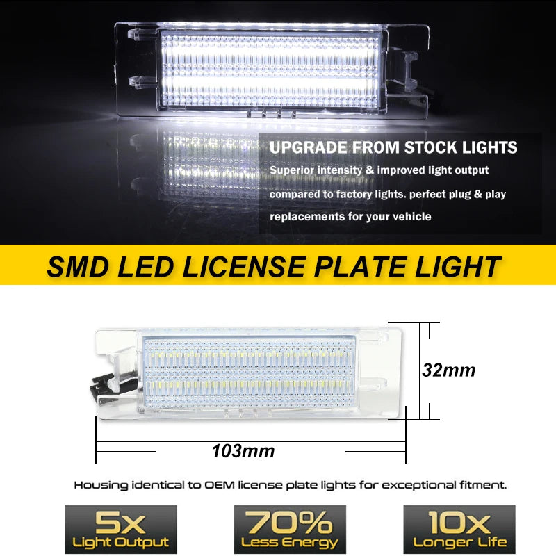 2Pcs Canbus LED License Plate Light White For Alfa Romeo 147 156 159 166 Brera Giulietta Type 940 MiTo Romeo GT Spider 939 Beauty World Shop