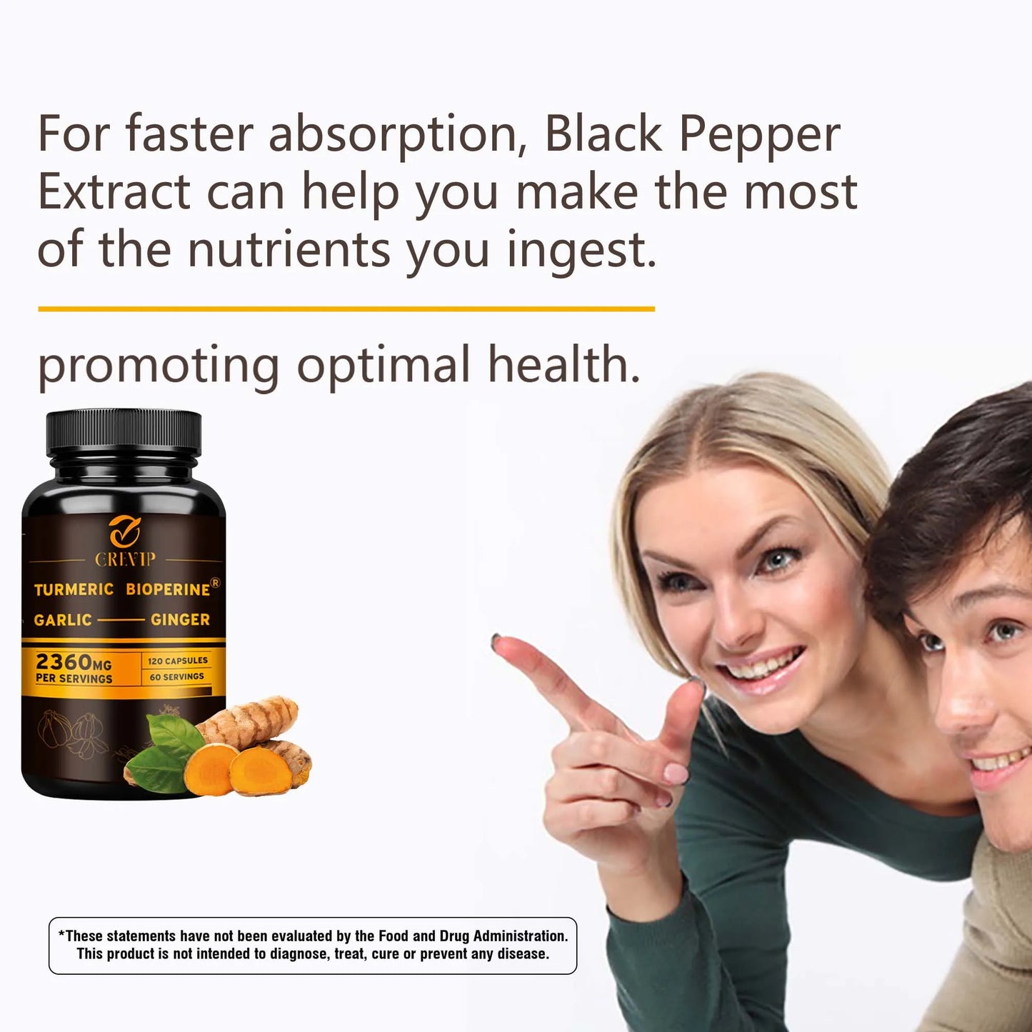 4-in-1 Turmeric Ginger Supplement - Garlic, Turmeric Root, Black Pepper - Joints, Immune Support, Digestion - 120 Capsules Beauty World Shop