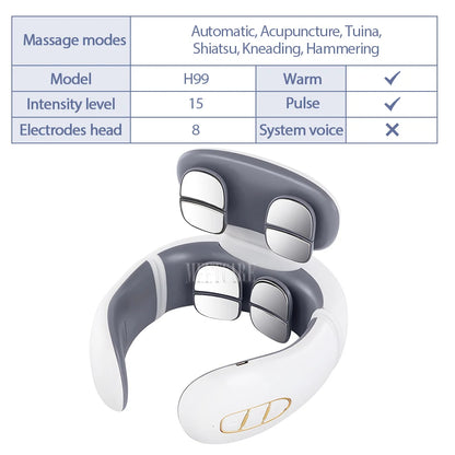 TENS Pulse Back Neck Massage Wireless Smart Sholder Cervical Massager Heating Muscle Punch Beating Health Care Tool