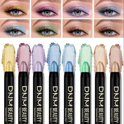 8-Piece Metallic Eyeshadow Stick Set -Champagne Glitter & HighlighterWaterproof Long-Lasting Eye Makeup In Brown, Coral, Blue, G Beauty Trend Shop