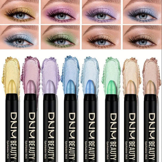 8-Piece Metallic Eyeshadow Stick Set -Champagne Glitter & HighlighterWaterproof Long-Lasting Eye Makeup In Brown, Coral, Blue, G Beauty Trend Shop