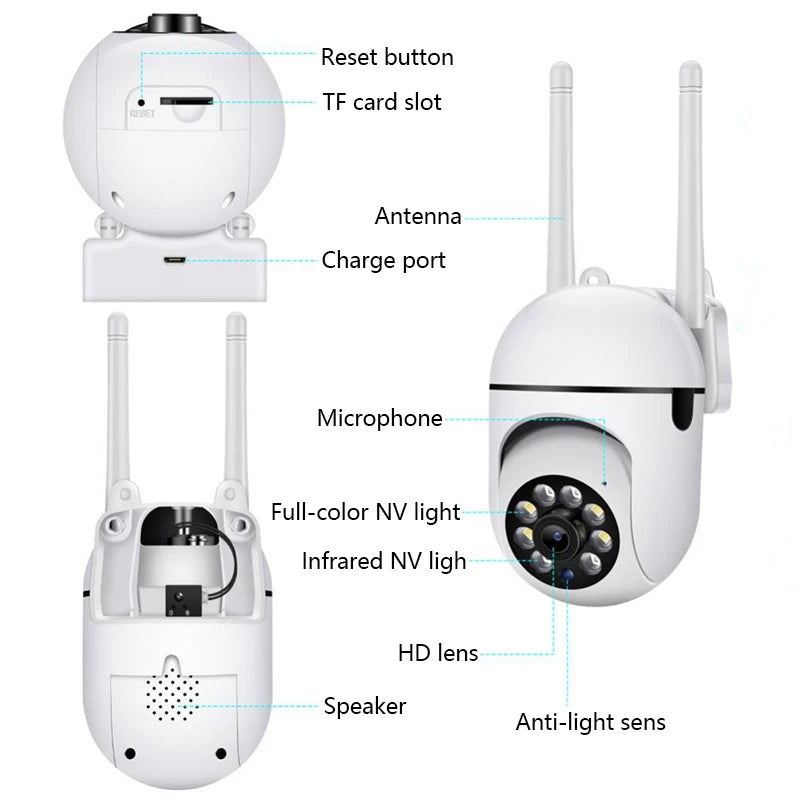 8MP Wifi IP Wireless Security Surveillance PTZ Camera 4X Zoom Cameras Tracking Two-way Audio HD Night Color Cam Beauty World Shop