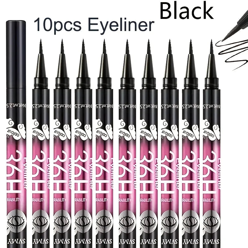5/10pcs Black waterproof and sweat-proof eyeliner pencil set, long-lasting and non-smudging beginners perfect gift for beginners Beauty Trend Shop