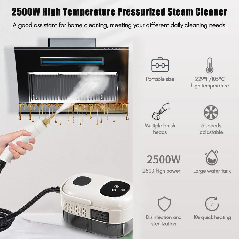 2500W High Pressure High Temperature Household Intelligent Steam Cleaner Air Conditioner Kitchen Car Steam Cleaner 220V/110V Beauty World Shop