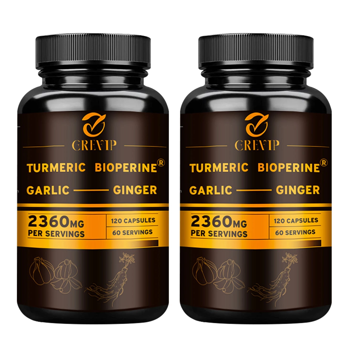 4-in-1 Turmeric Ginger Supplement - Garlic, Turmeric Root, Black Pepper - Joints, Immune Support, Digestion - 120 Capsules Beauty World Shop